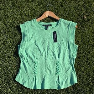 White House Black Market Green Lace Detail Top